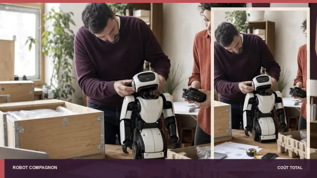 Robot, pièces et documents vérifiés lors d’une livraison professionnelle.