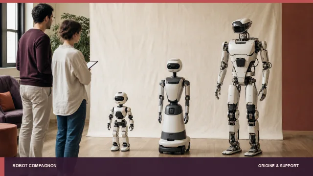 Trois formats de robots placés dans un studio pour comparer leurs usages.